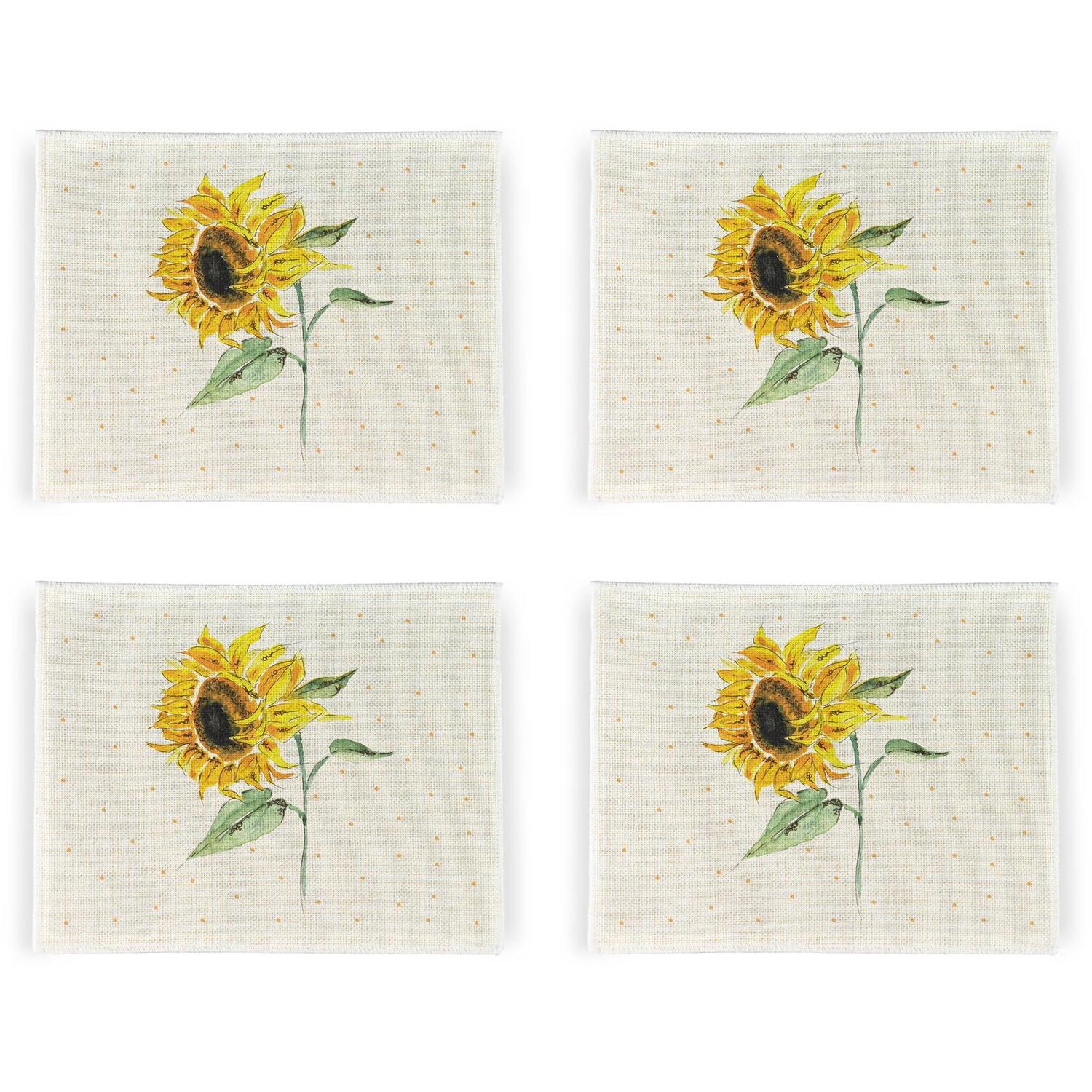 Image of Sunflowers Linen Placemats - Set of&hellip;