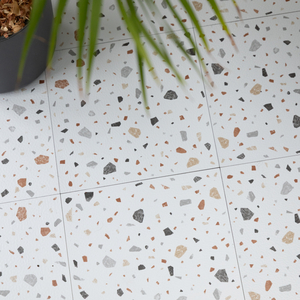 Fine Decor Floor Pops Terrazzo White Self-adhesive Vinyl Floor Tiles