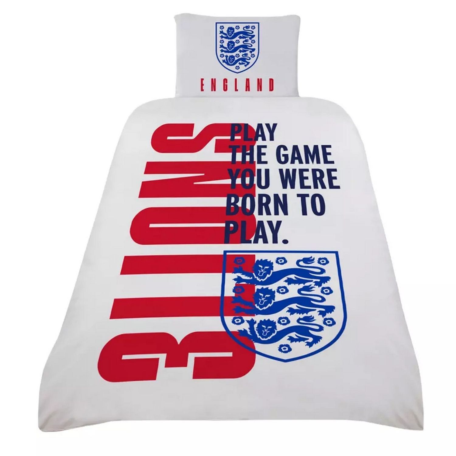 England Fa Born To Play Crest Duvet Cover Set - White/Dark Blue/Red