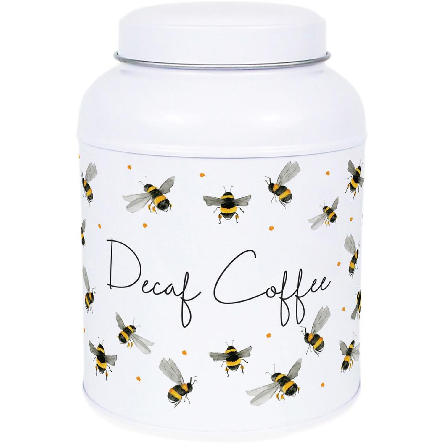Purely Home Scattered Bees Decaf Canister - Small Dome Lid Kitchen Storage Tin - Decaf Coffee - Image 3