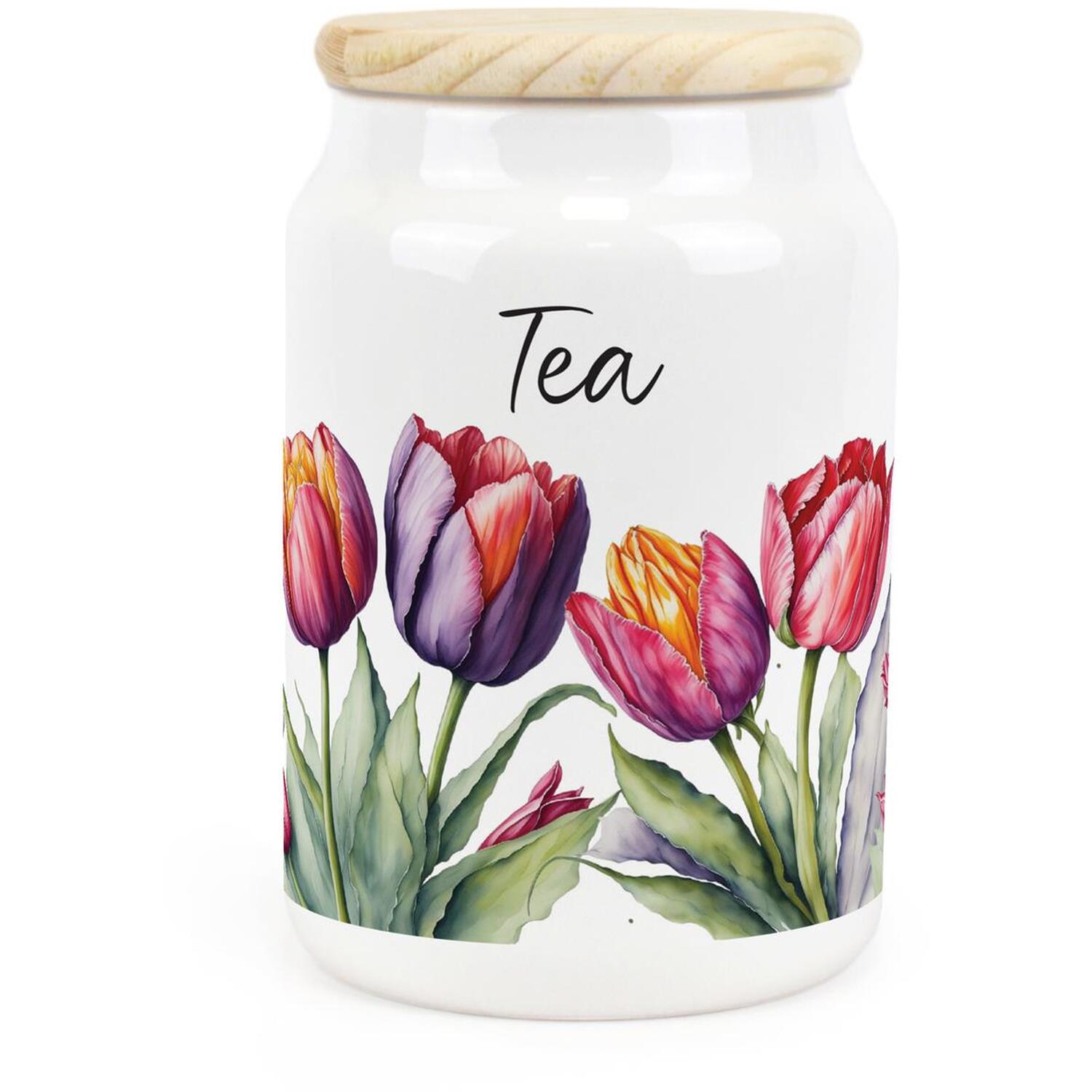 Purely Home Tulips Ceramic Tea Storage Canister - Purple - Image 3