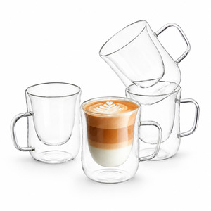 Eden & Willow Set of 4 Straight Double Walled Glass Coffee Mugs