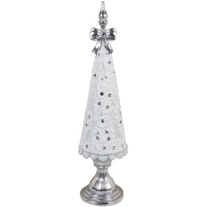 Silver and White Bow Tree Ornament