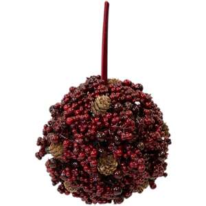 Luxury Burgundy Berry and Mini Pinecone Hanging Ball