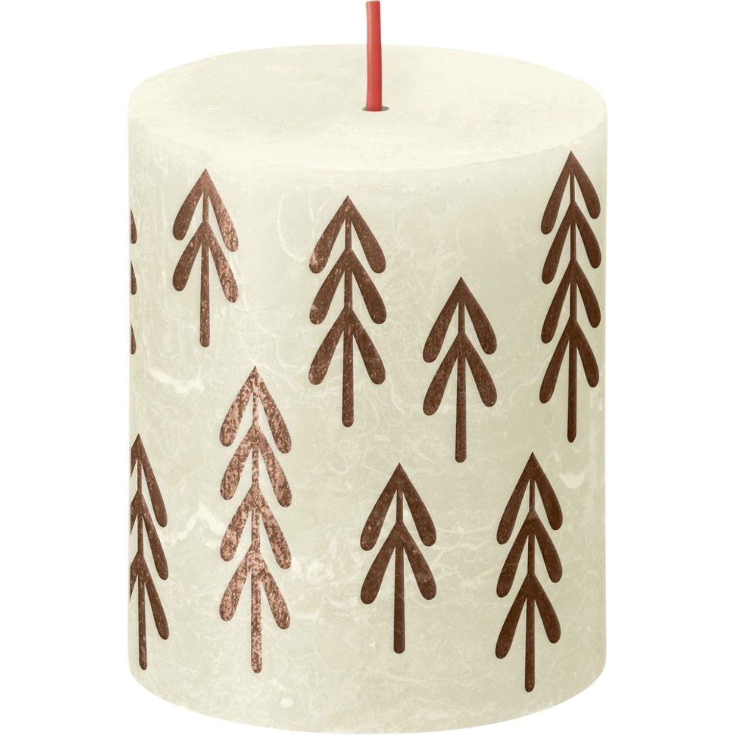 Kdmd Small Bolsius Rustic Soft Pearl Silhouette Pillar Candle With Tree - Ivory