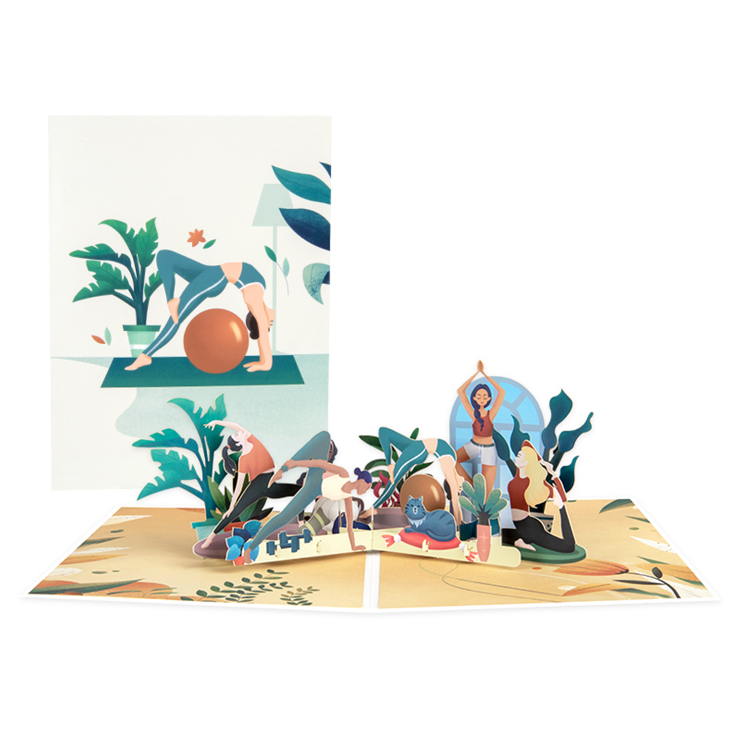 Brightfeel Breathe & Balance 3D Pop Up Yoga Studio Scene Greeting Card - White