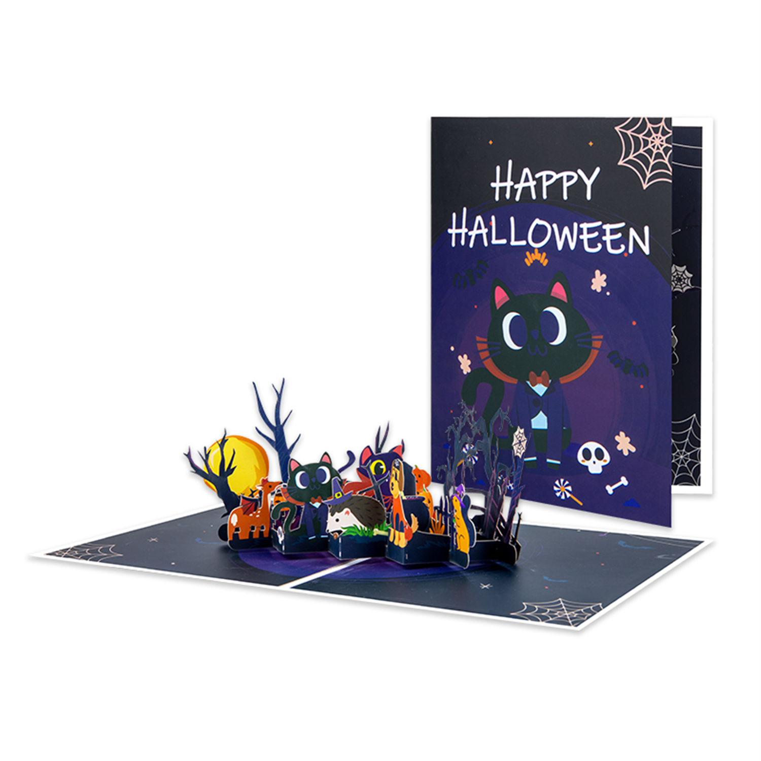 Brightfeel Spooky Squad Monster Animal 3D Pop Up Halloween Card - White
