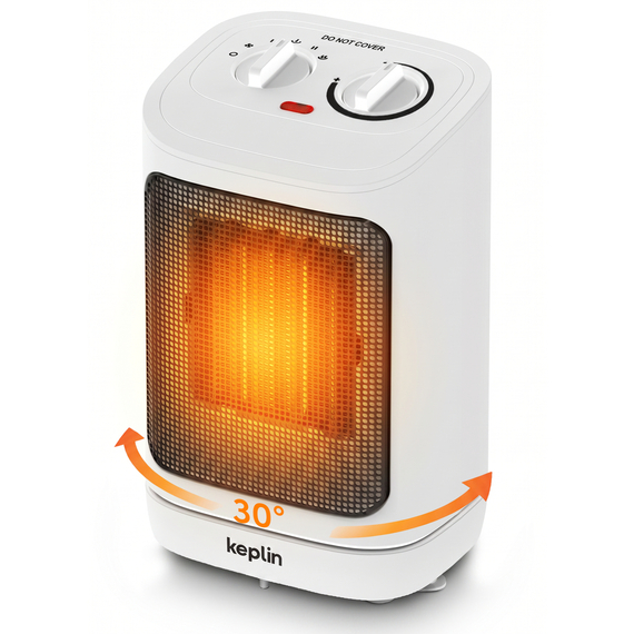 Keplin 1500W Ceramic Oscillating Space Heater 2 Heat Settings Adjustable Thermostat