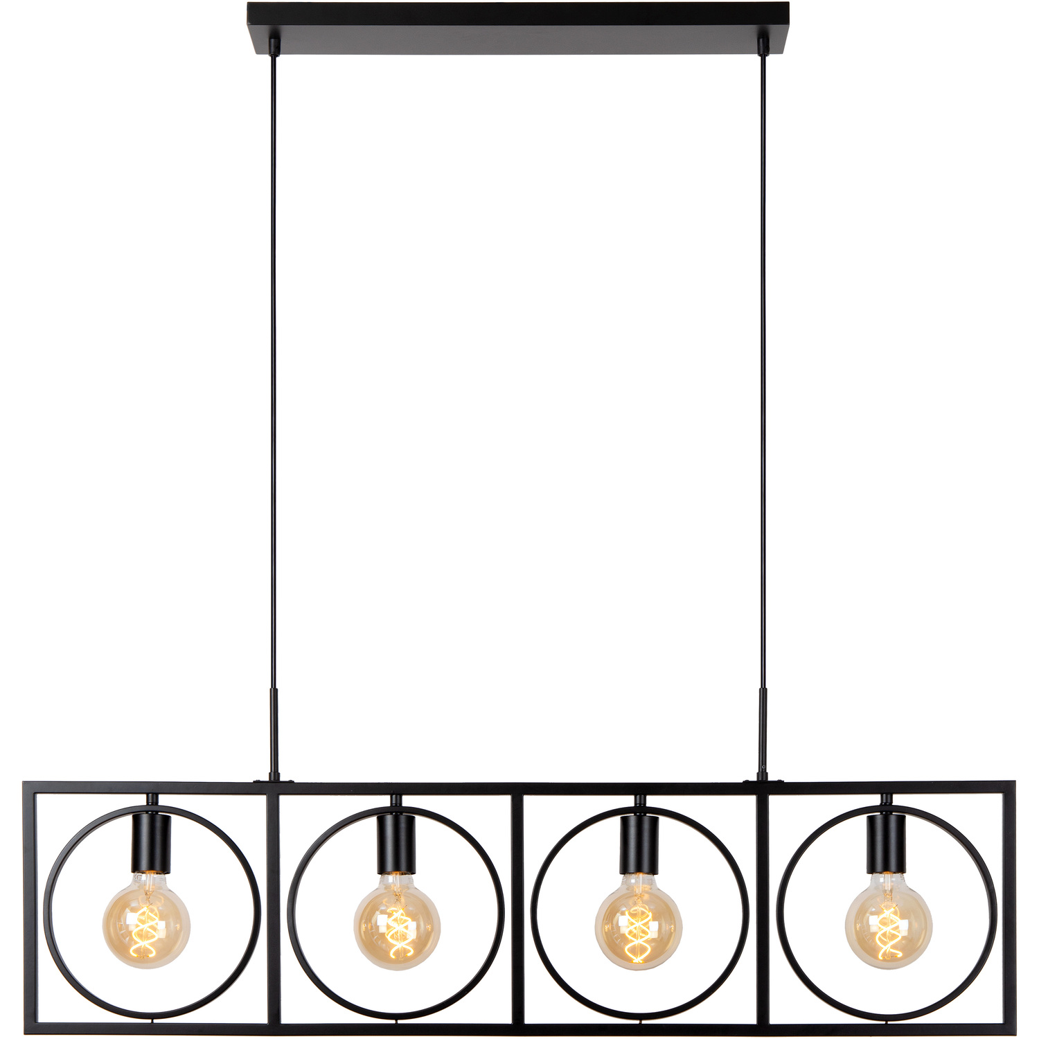 Lucide Suus Classic Bar Pendant Light - Black Metal - 4xE27 - Image 2
