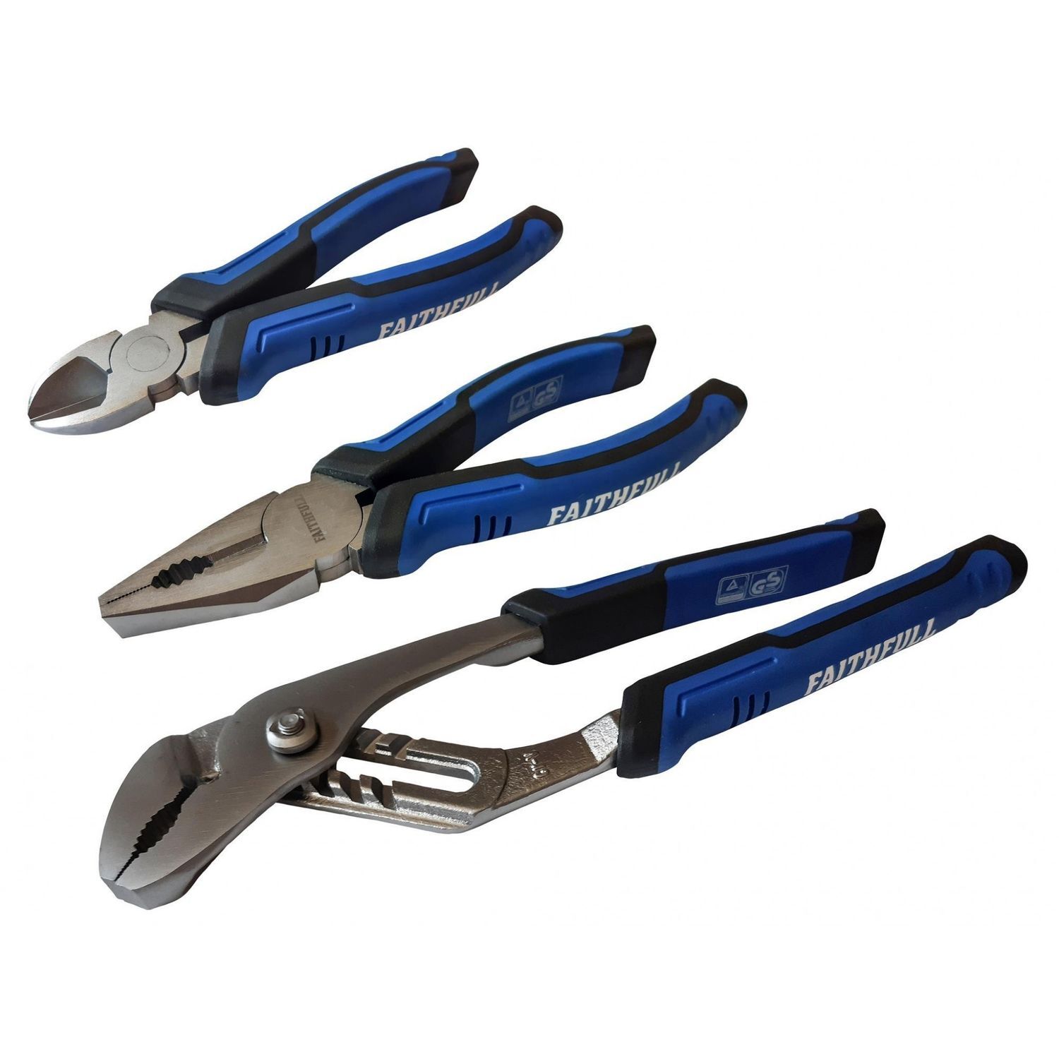 Faithfull Soft Grip Pliers Set, 3 Piece A - Multi Colour