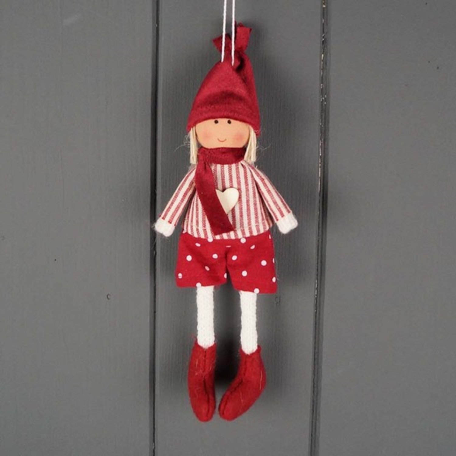  - Fabric Doll In Red And White Stripes And Polka Dot Shorts - Image 3
