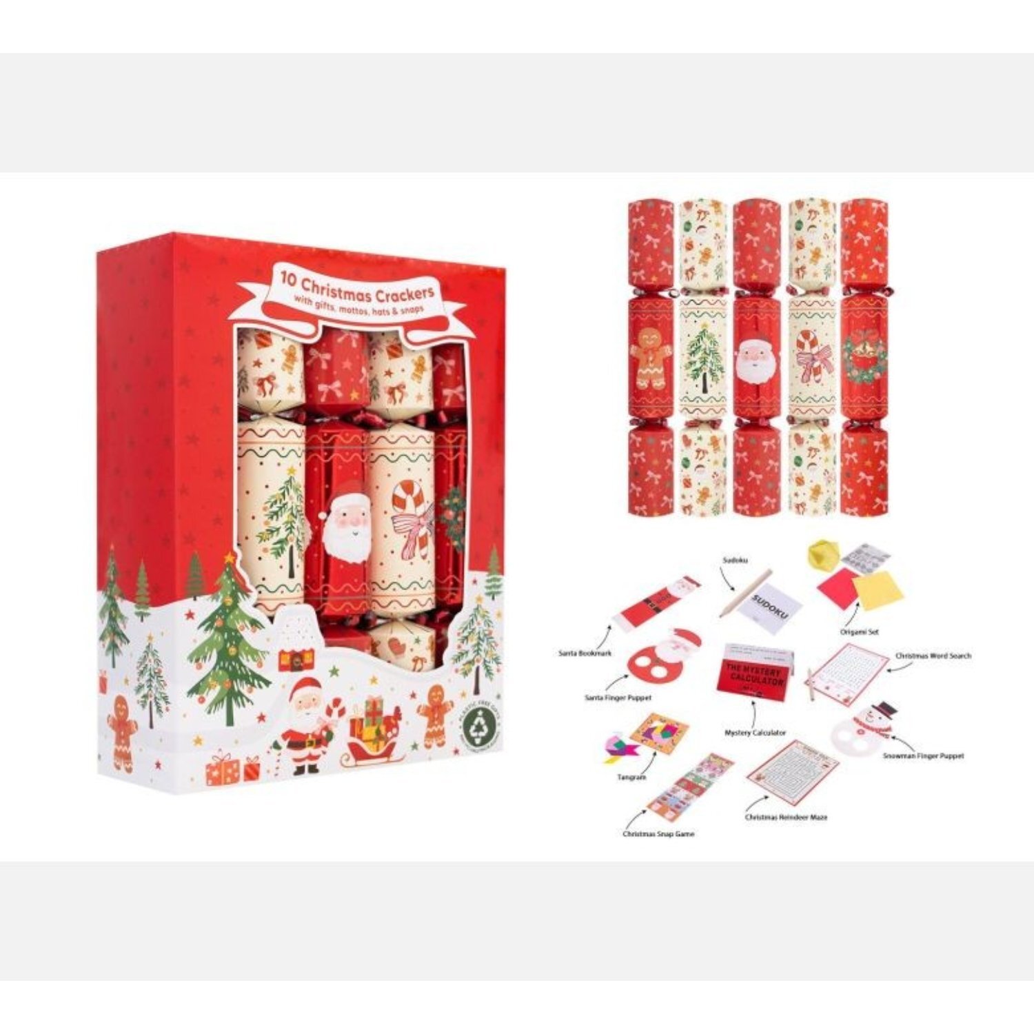 Kdmd Cream And Red Family Gingerbread Crackers Pack Of 30 - Beige