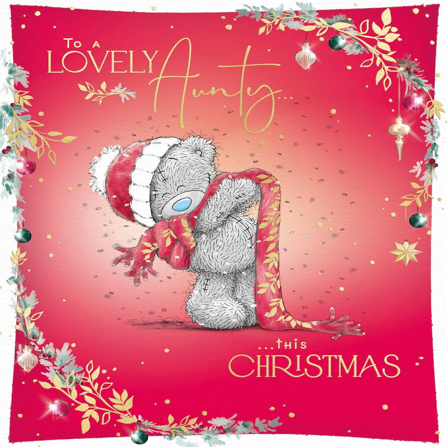 Me To You Bear Wearing Scarf Aunty Christmas Card - Red - Image 3