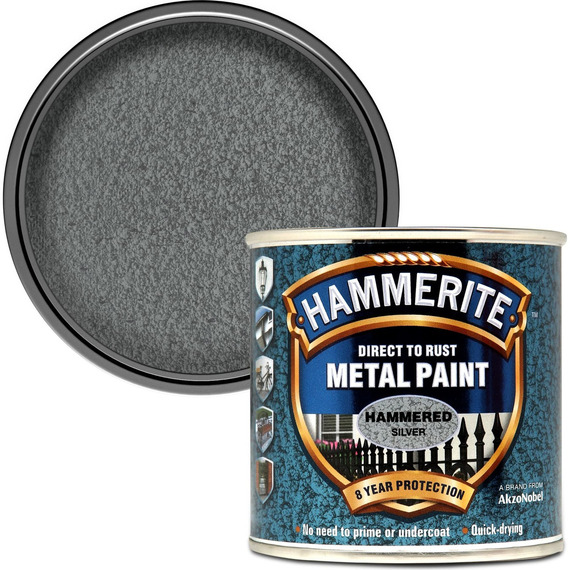 Hammerite Direct to Metal Hammered Silver 250ml