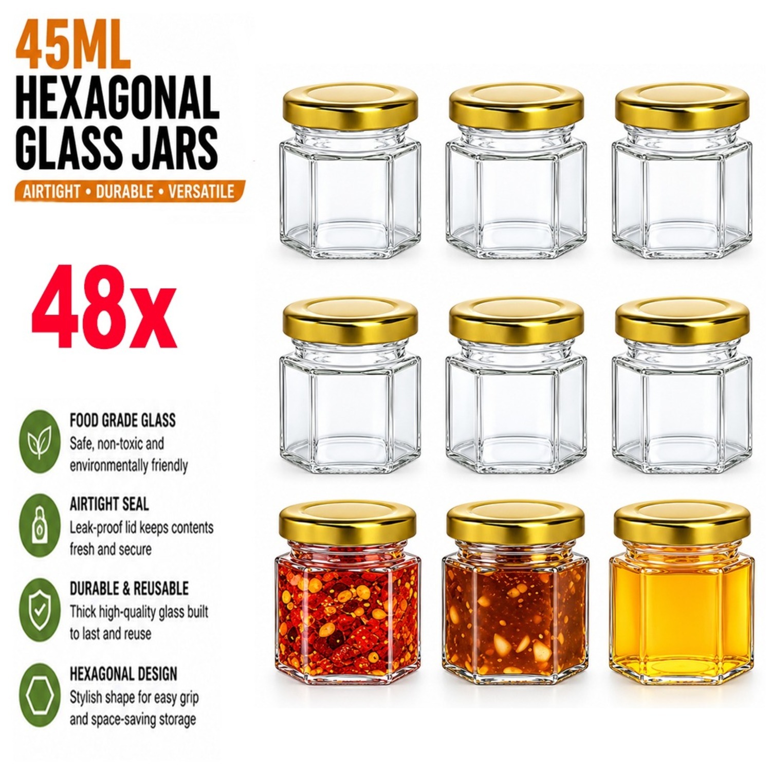 Atek 45Ml Glass Jars - Clear - Image 4