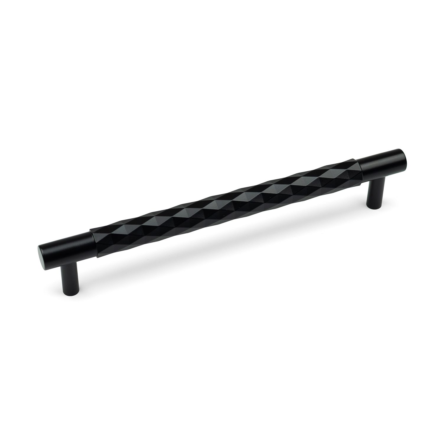 Handle & Home Black Solid Brass Diamond Knurled Handle & Coordinating Knob - 160Mm Handle - Image 2