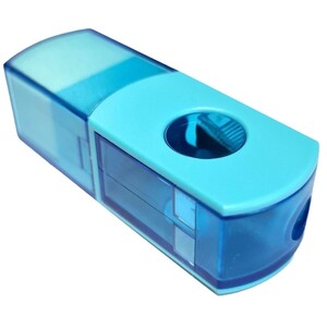 Neon 2 in 1 Pencil Sharpener and Eraser - Blue
