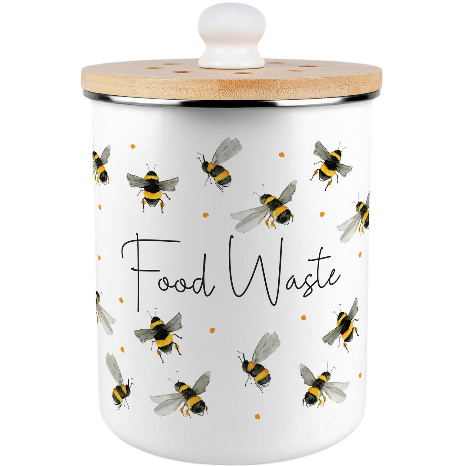 B&Q - Watercolour Bees Food Waste CaddyDecorative Kitchen Compost Bin2L - Image 2