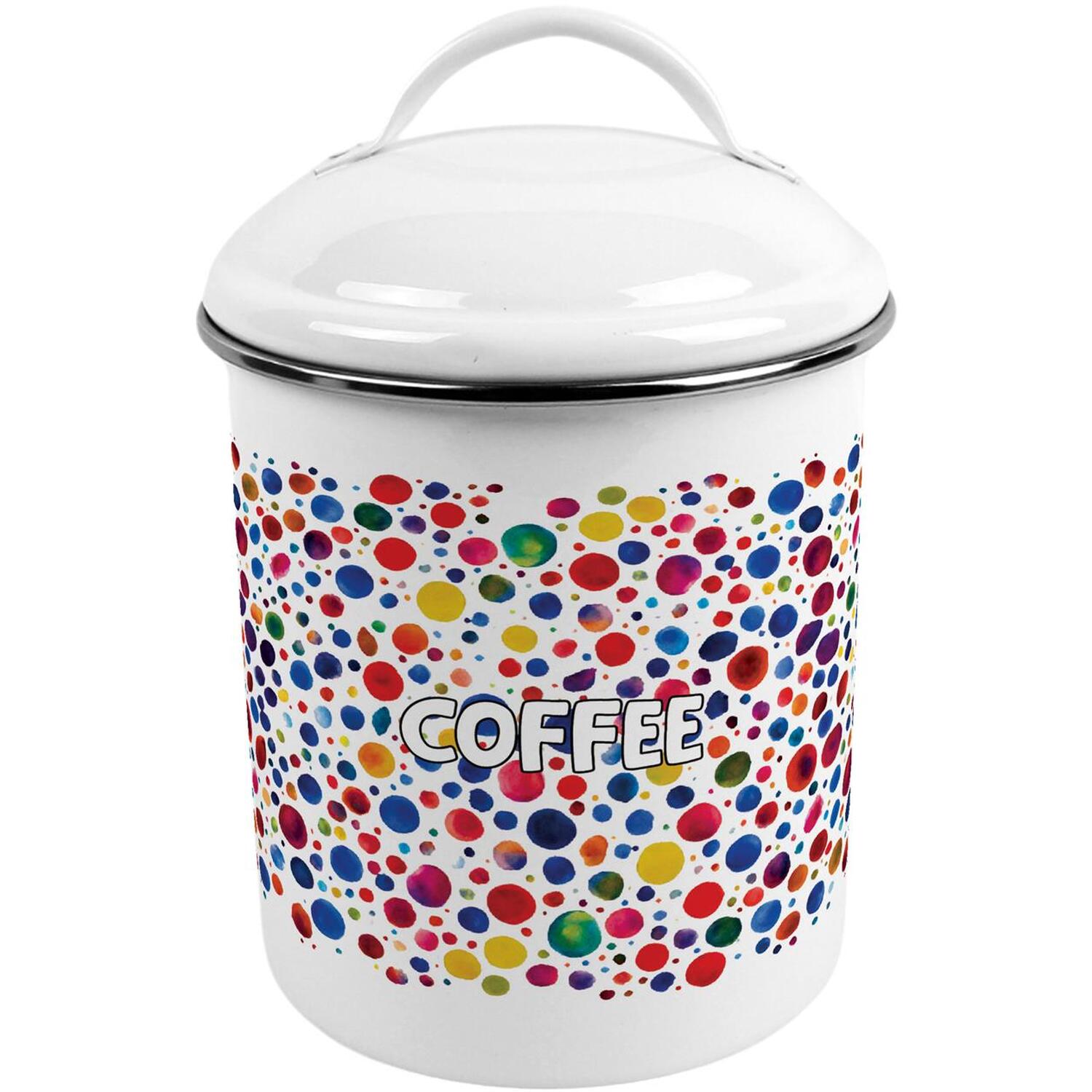 Purely Home Paint Dots Sugar Canister - Metal Kitchen Storage Container - Multicoloured