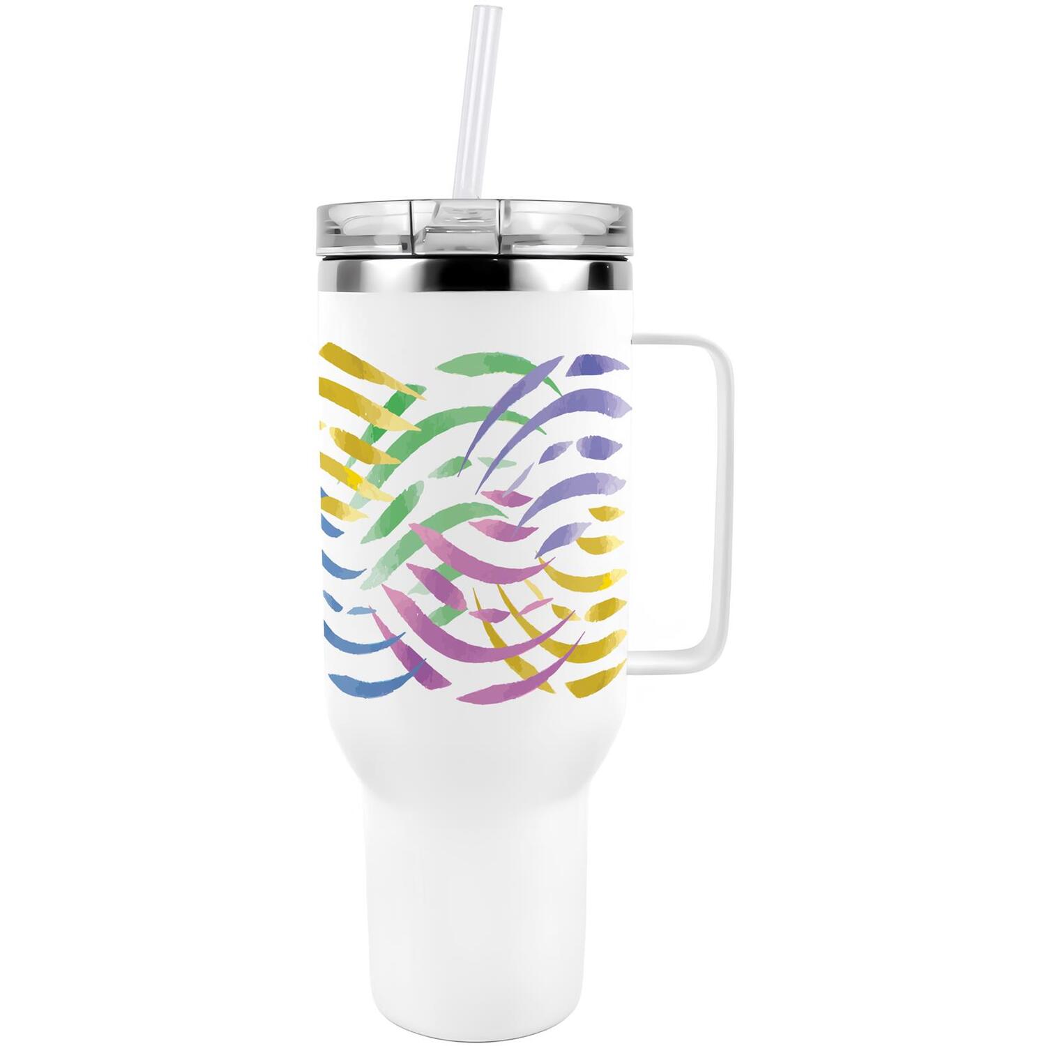 40oz Stainless Steel XL Travel Cup with Straw and Lid - Abstract Waves - Image 2
