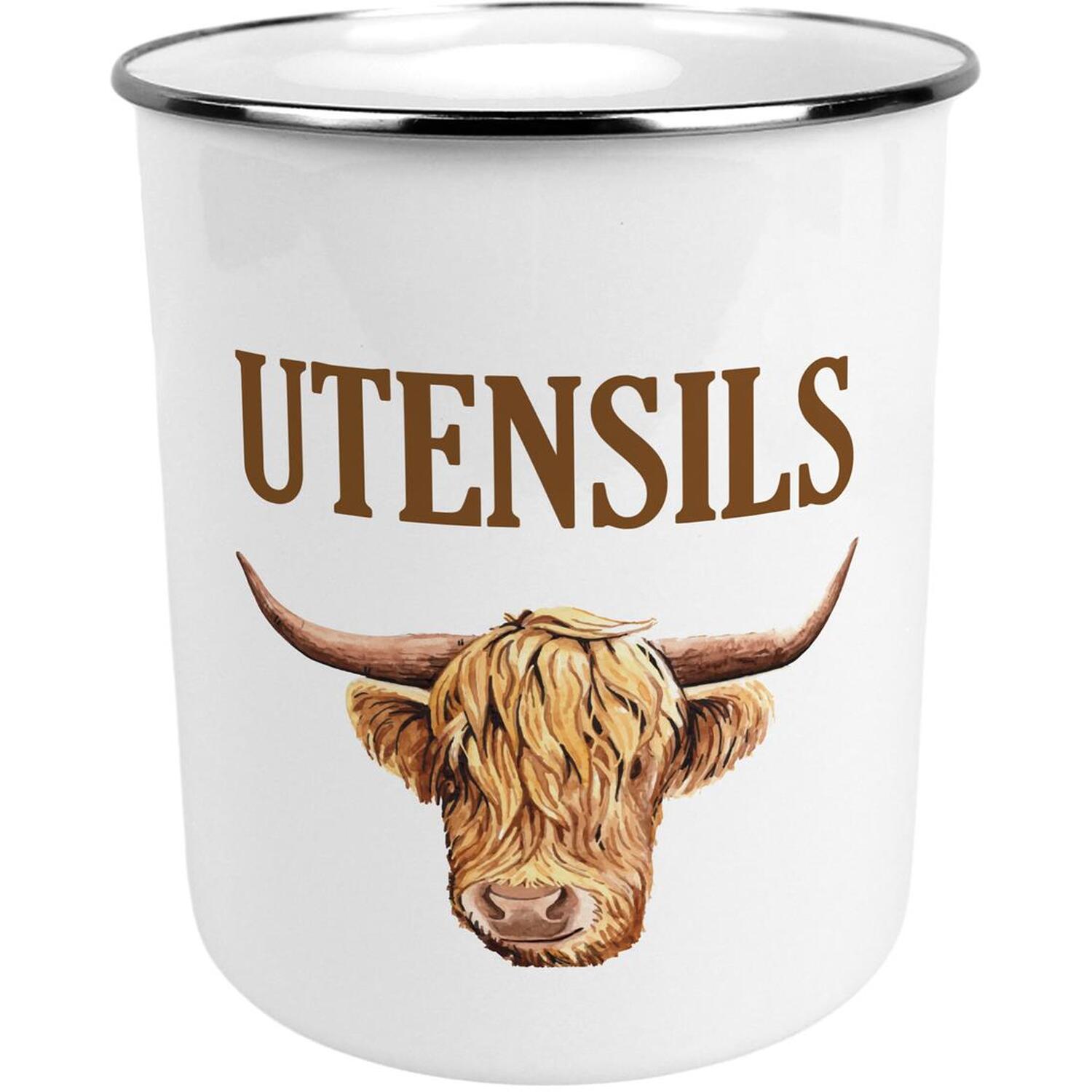 B&Q - Highland Cow Large Metal Kitchen Utensil Pot - Image 2