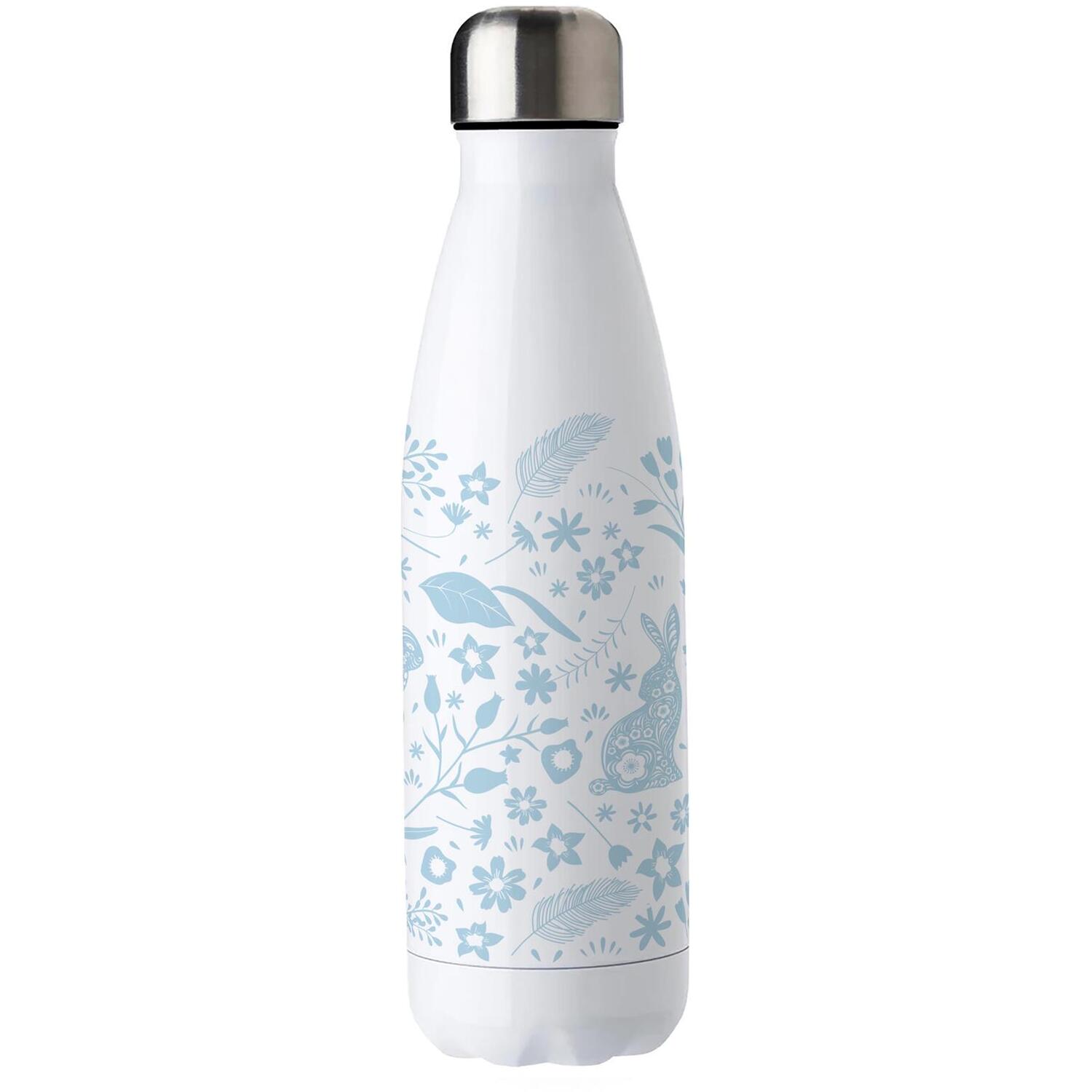 Blue Wild Rabbits Stainless Steel Water Bottle - Wildlife & Nature Gifts 500ml - Image 2