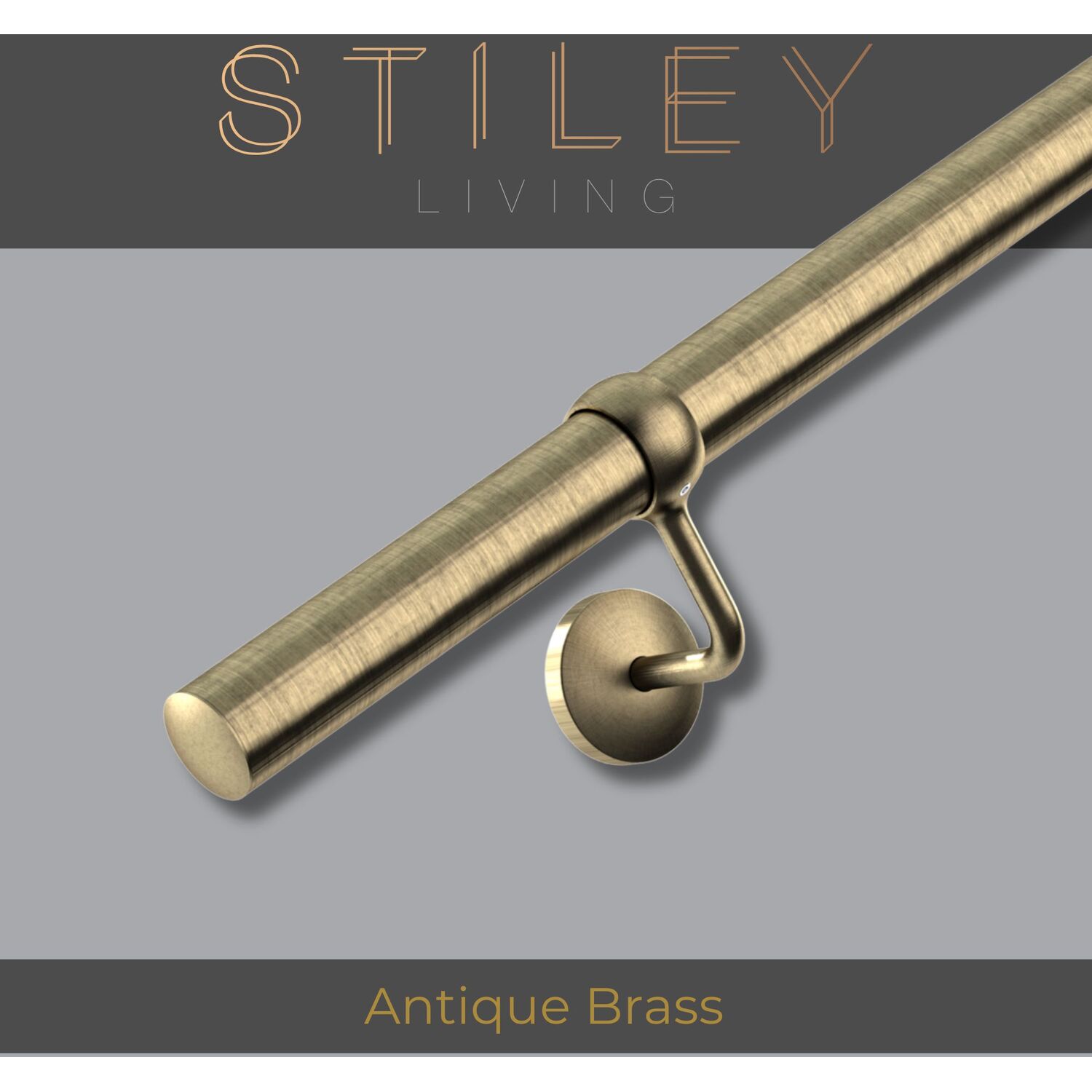 3.6m Banister Stair Handrail Kit – Antique Brass Rail & Brackets | Complete Banister Kit, FIRA Tested & BS 6180:2011 Complaint, 10 Year Warranty, Durable Construction, Easy Maintenance - Image 3