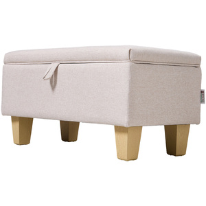 Livingandhome Linen Upholstered Storage Ottoman Bench