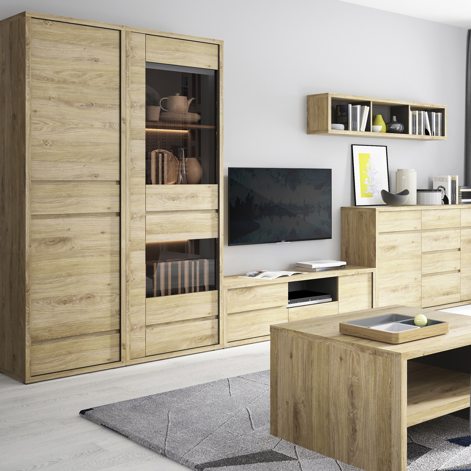Levenwick Two Door Two Drawer Narrow Cabinet - Shetland Oak