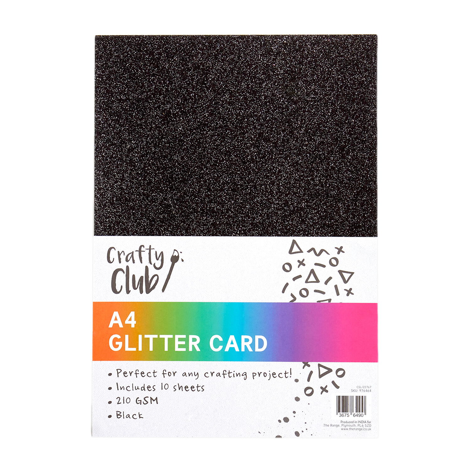 Pack of Ten Black Glitter Card