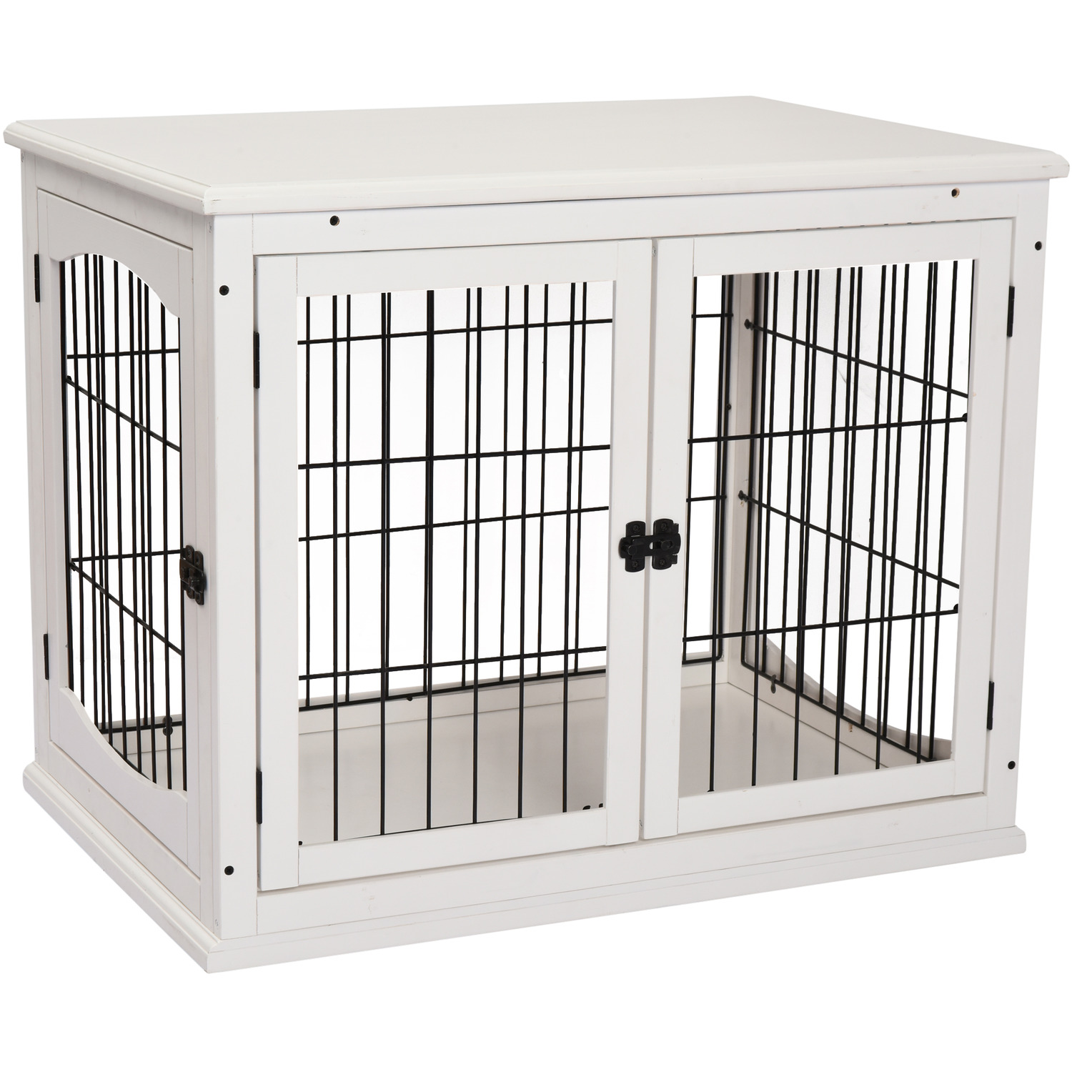 PawHut Wooden Dog Crate Furniture for Small Dogs - White