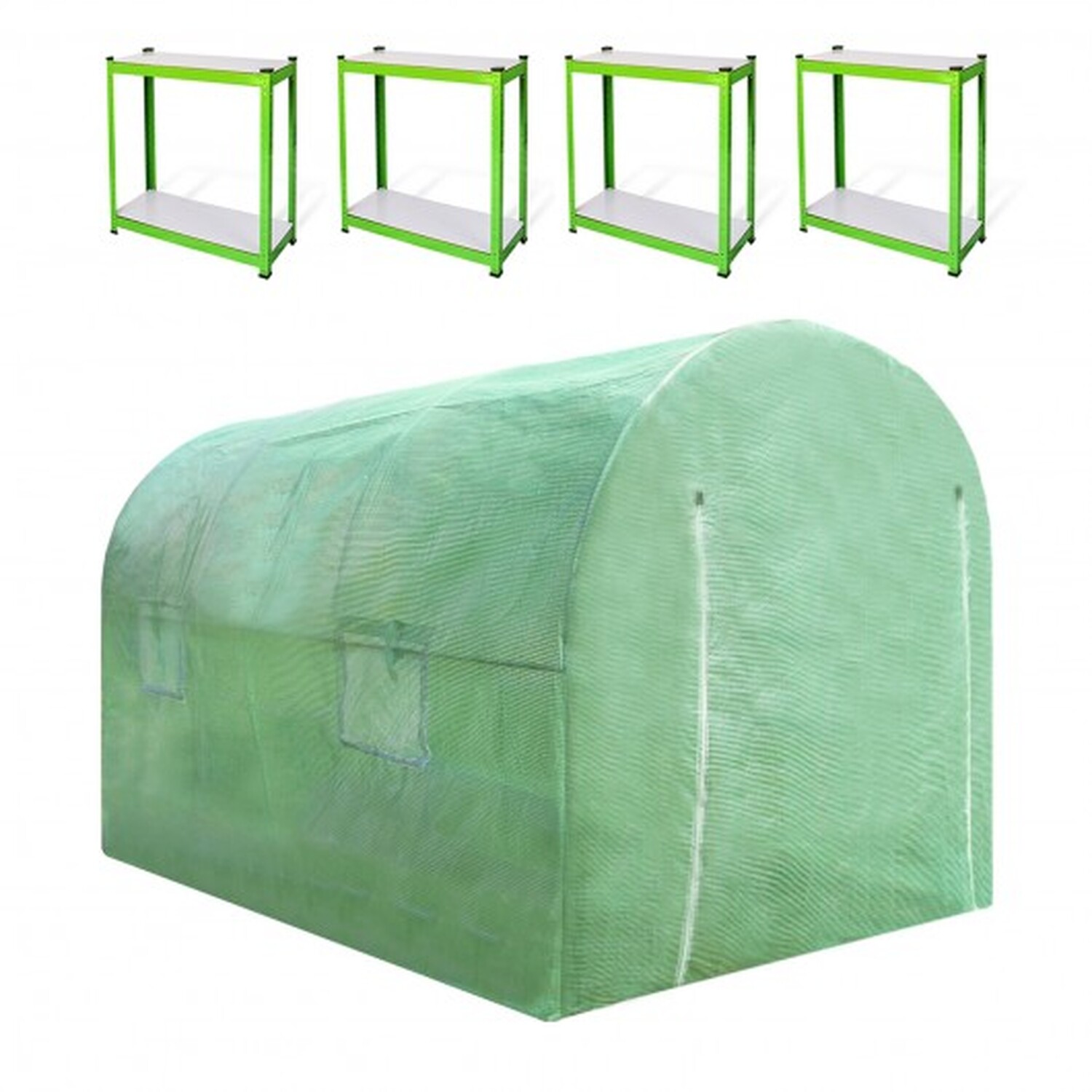 Polytunnel 19mm 4m x 2m with Racking - Green