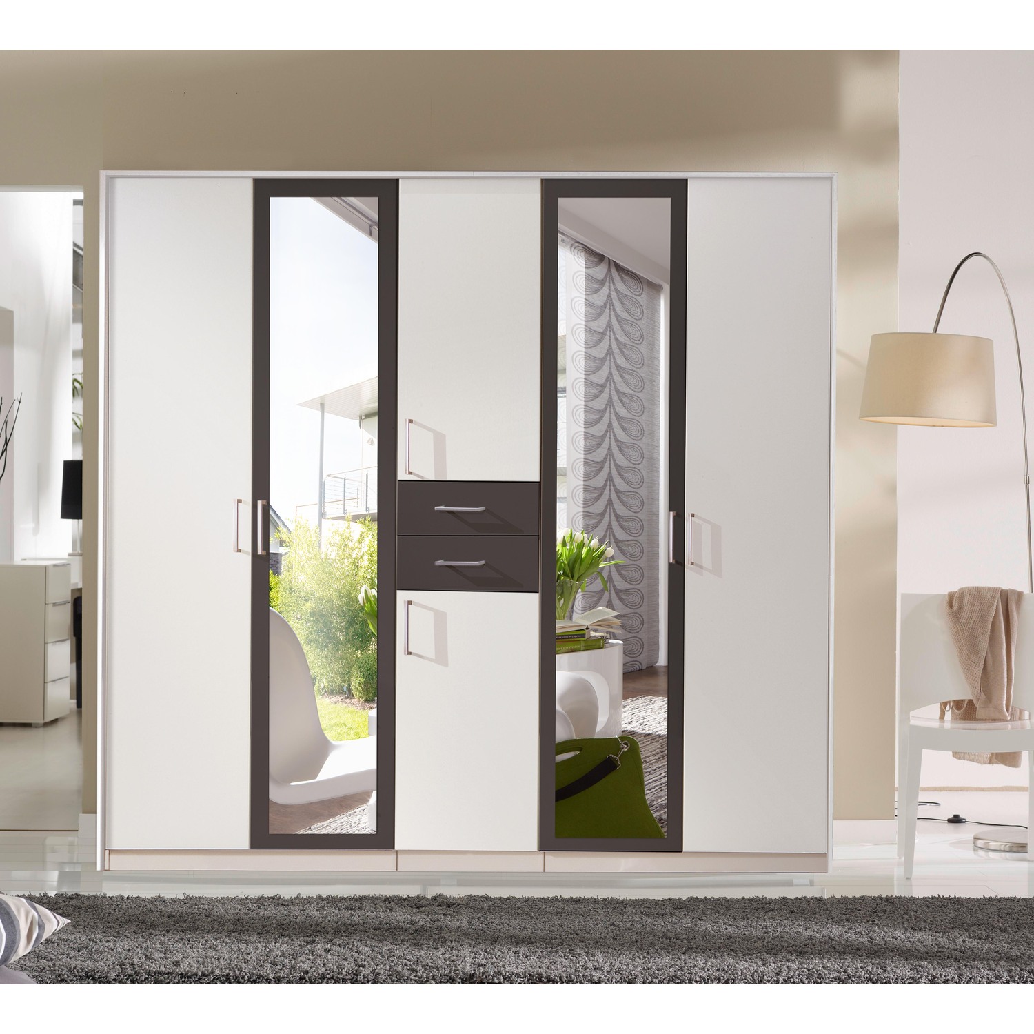 Diver White 6 Door Wardrobe - White