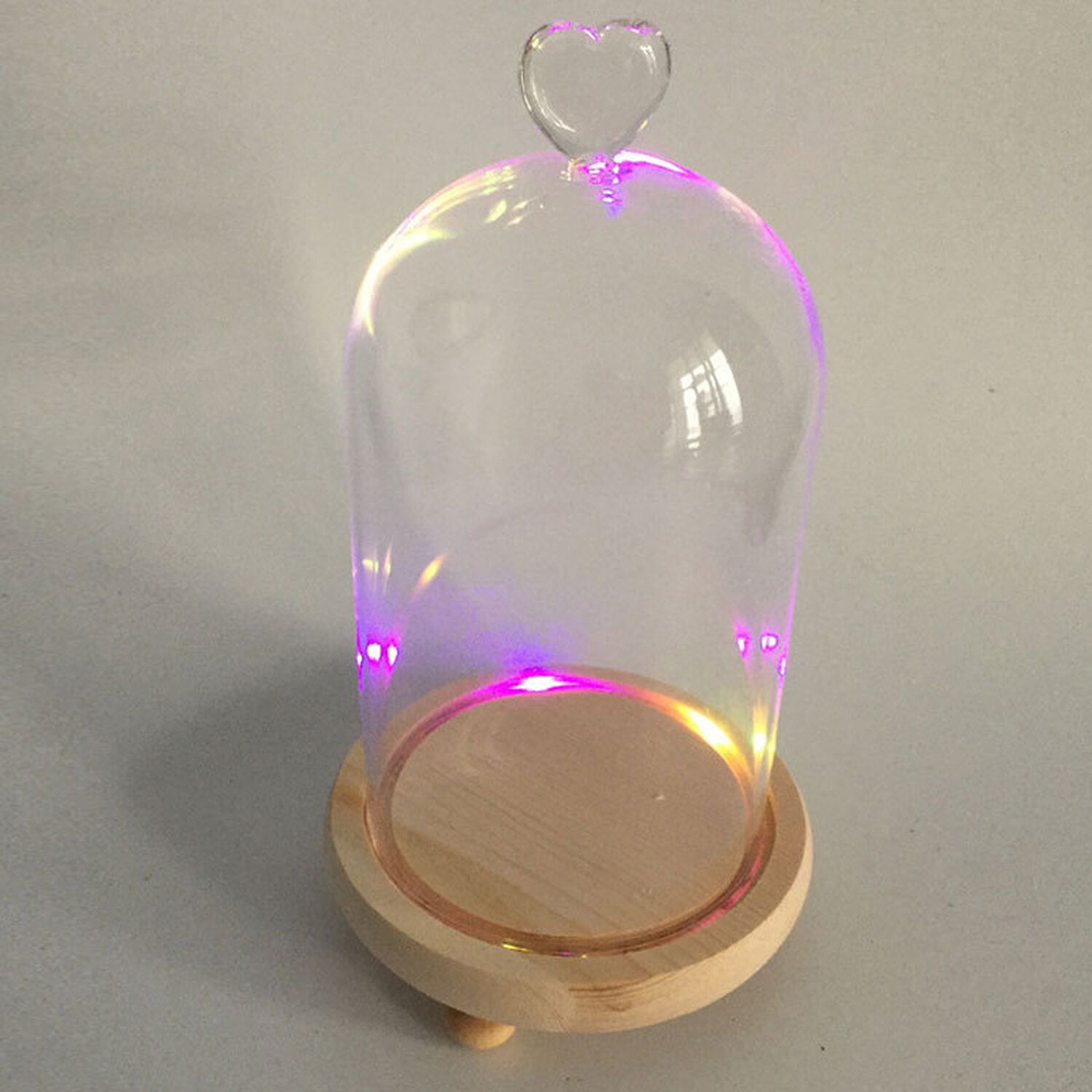 Decorative Glass Dome With Wooden Base - Clear 12cm 18cm
