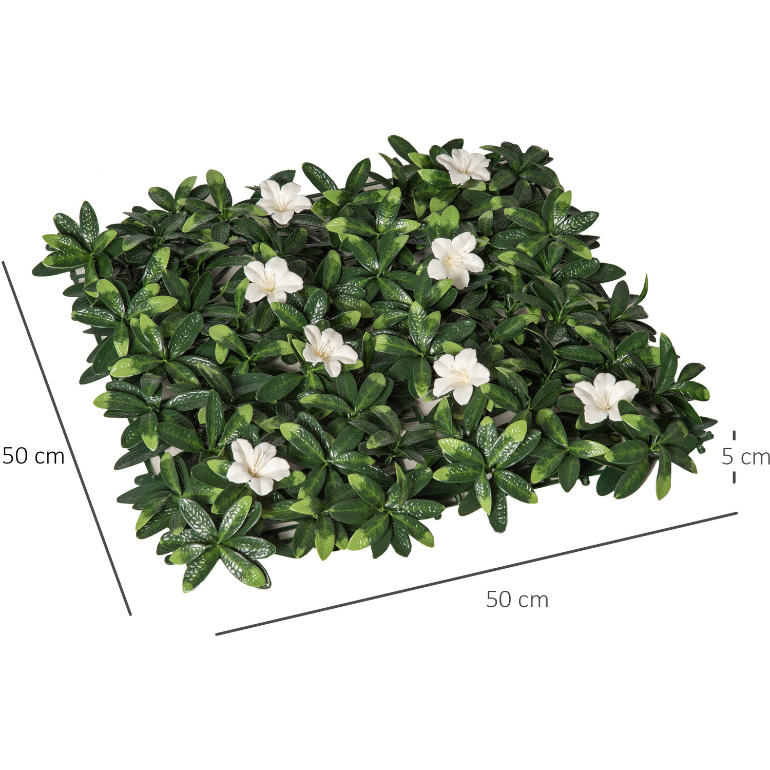 Outsunny 50cm X 50cm 12pcs Artificial Boxwood Wall Panels - Green White