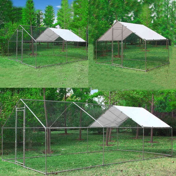 PawHaven Walk In Animal Metal Hutch Chicken Run Cage