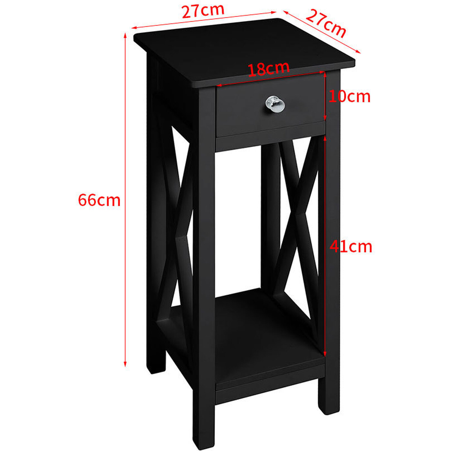 Side Table, Narrow Small End Table with Mesh Shelf, Nightstand