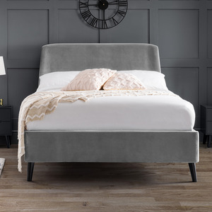 Frida Curved Velvet Double Bed - Grey