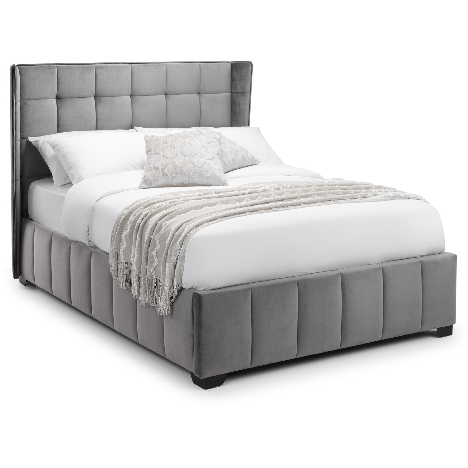 Julian Bowen Gatsby Double Bed - Light Grey - Velvet - Image 4