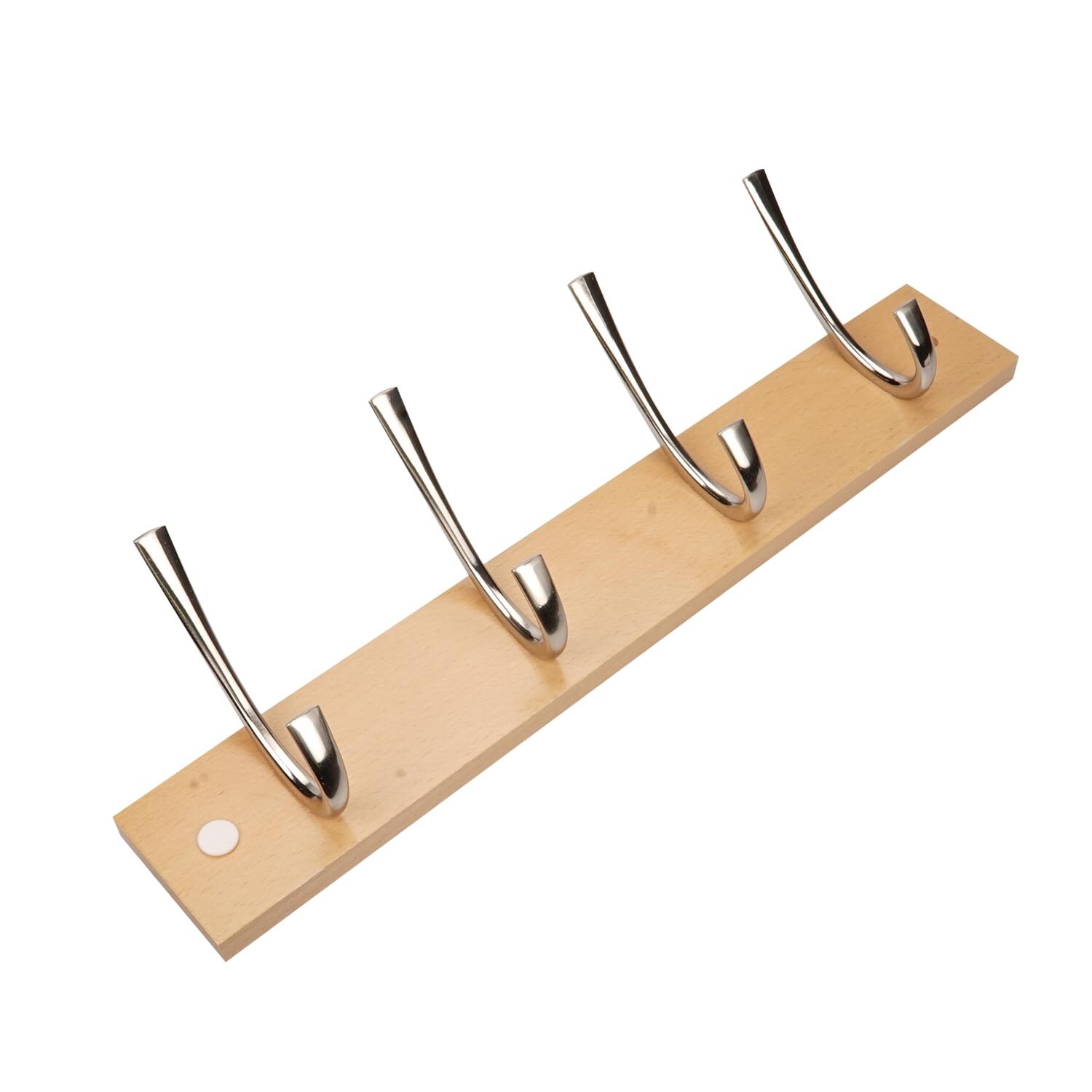 Chrome Ribbed Four Hooks On Beech Rail