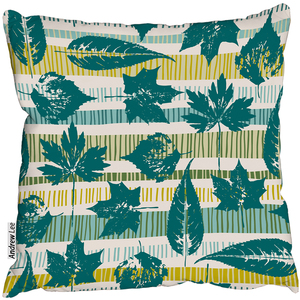 Autumn Seamless Pattern With Leaves On Geometric Background Cushion
