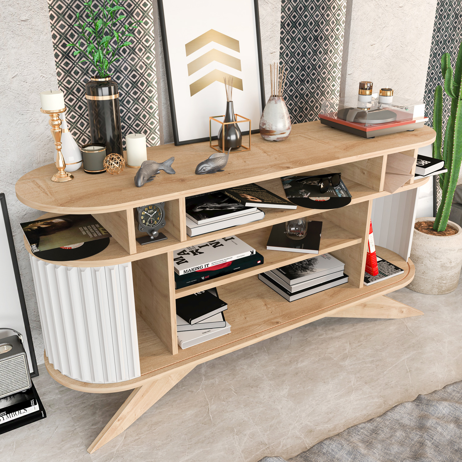 Store Sideboard - Sapphire Oak And White