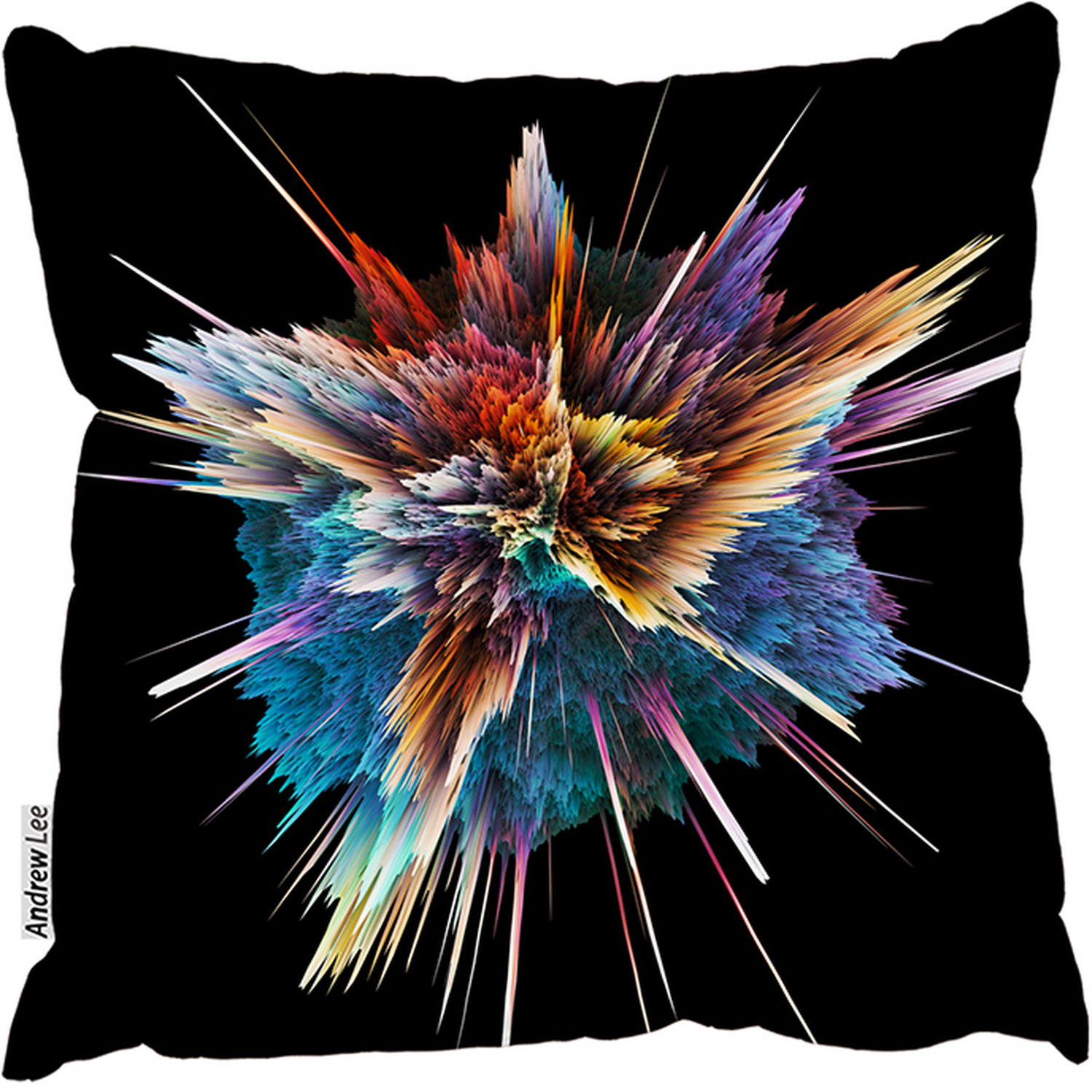 Colorful Explosion Isolated Outdoor Cushion - Black / 60cm