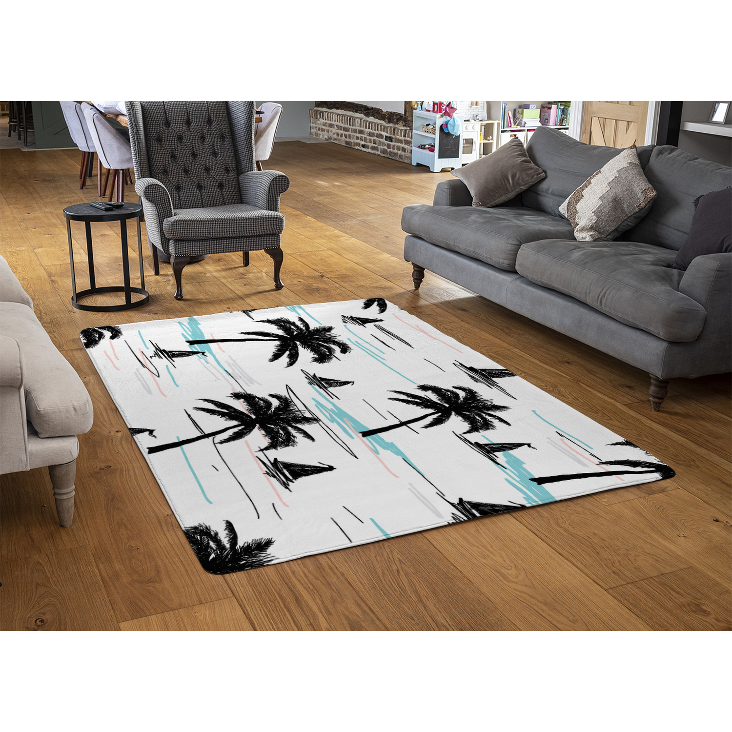 Palm Trees  Sailboats Rug - Blue / 150cm thumbnail