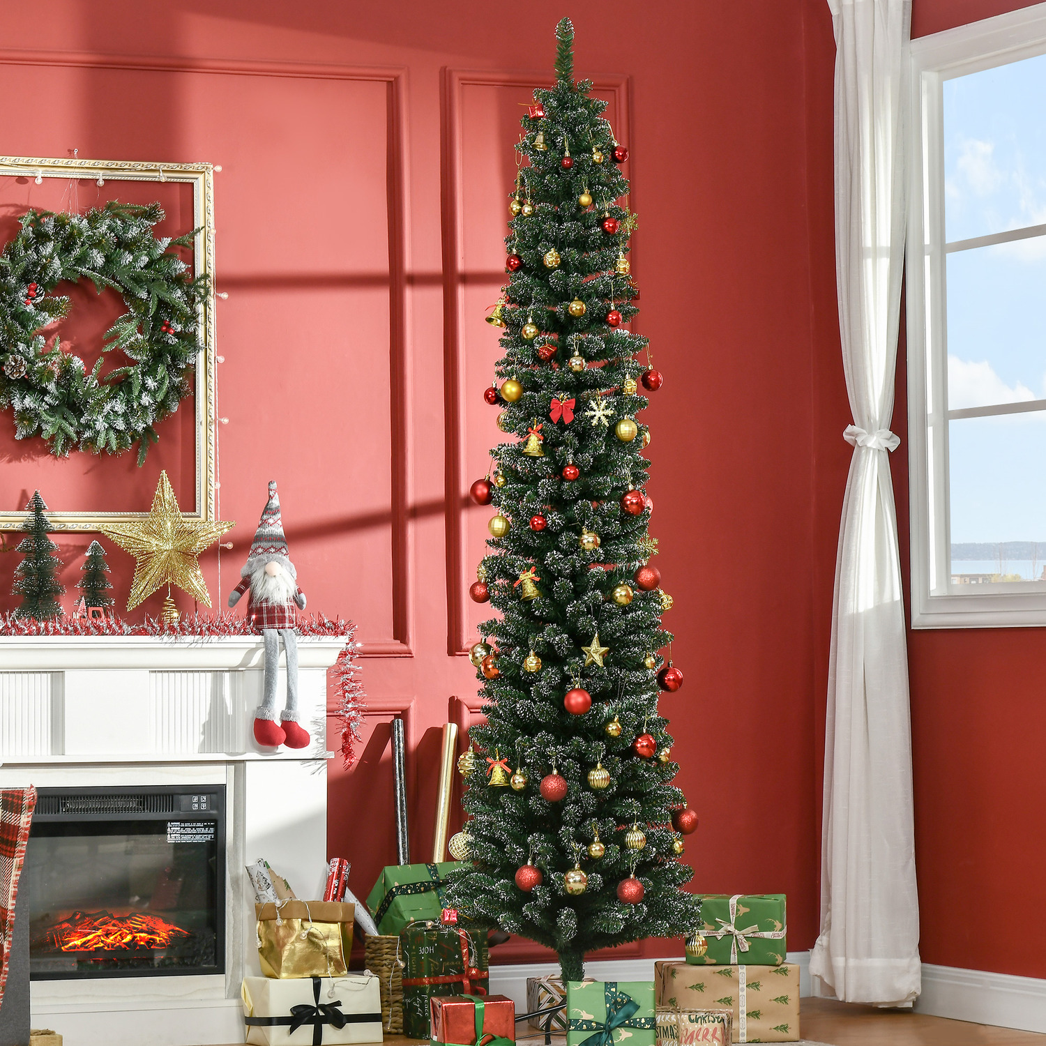 7.5ft Artificial Snow Dipped Christmas Tree Home Decoration Green - Image 7