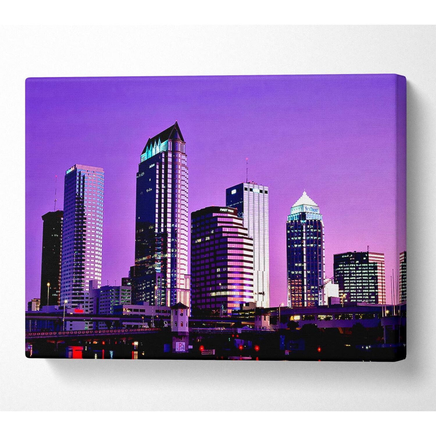 Wallart-Direct - Detroit Skyline Canvas Print Wall Art - Yellow / 101.6cm thumbnail