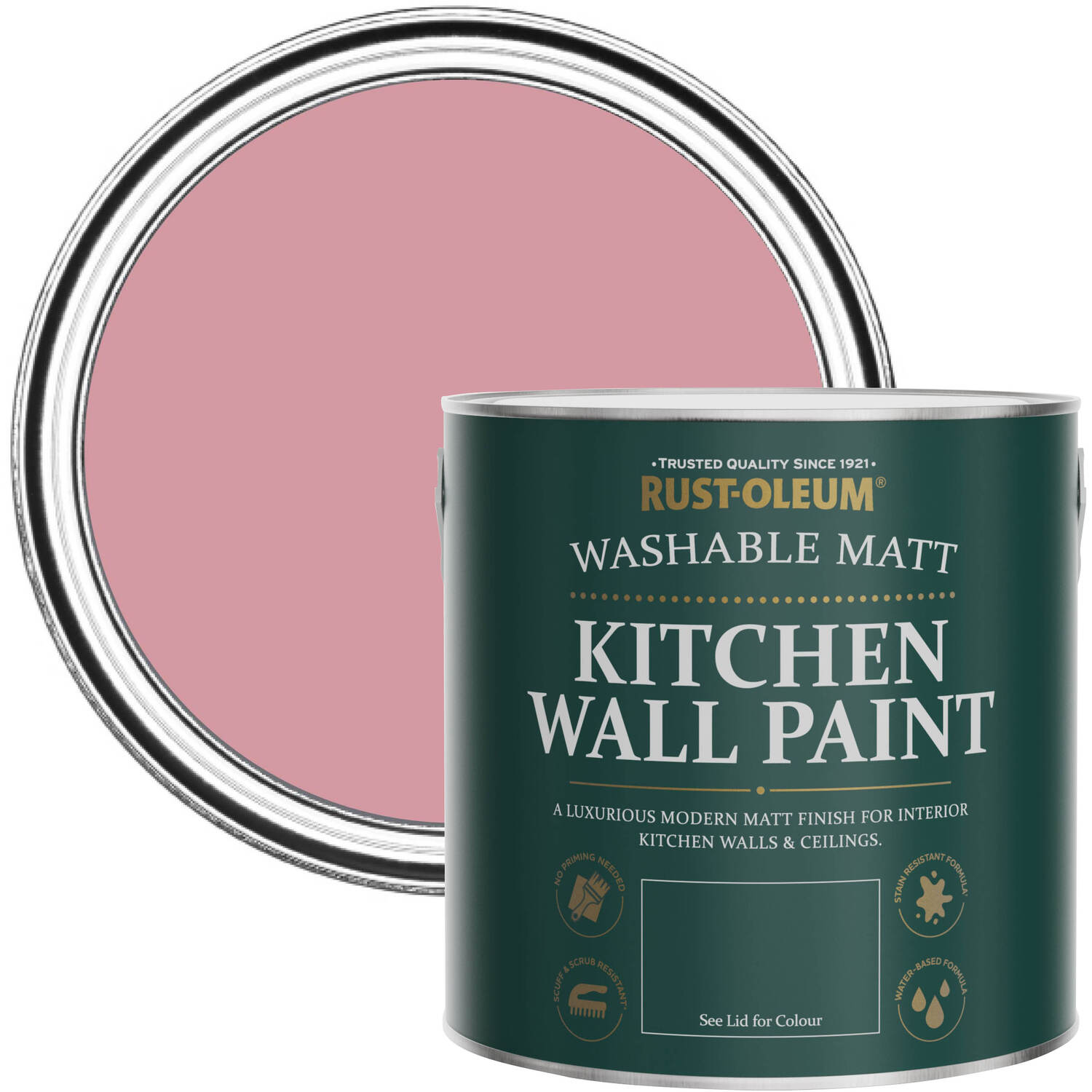 Rust-Oleum  Kitchen Wall Paint Matt  - Dusky Pink 2.5L - Dusky Pink