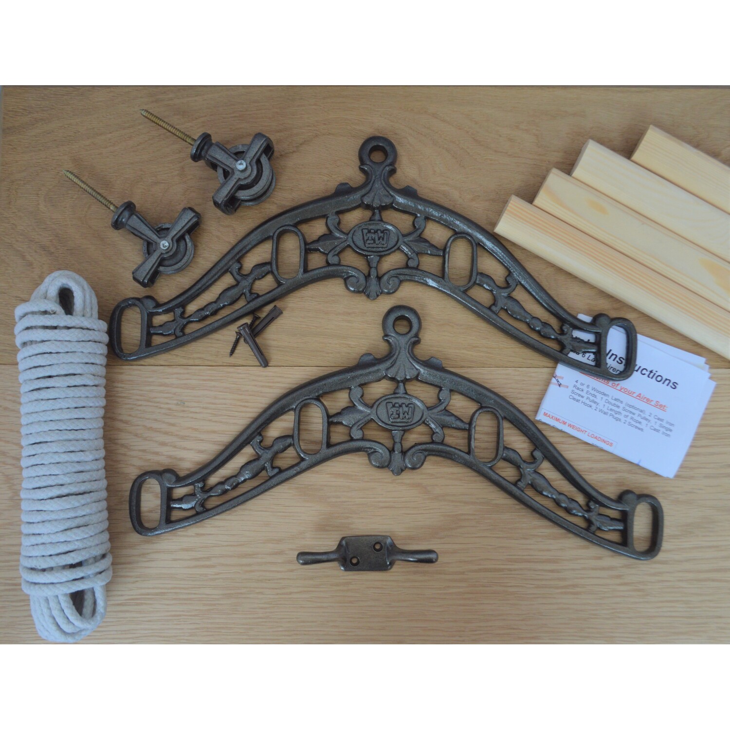 Image of 4 Lath Edwardian Antique Iron Ceiling Airer 2.4m - Antique Iron