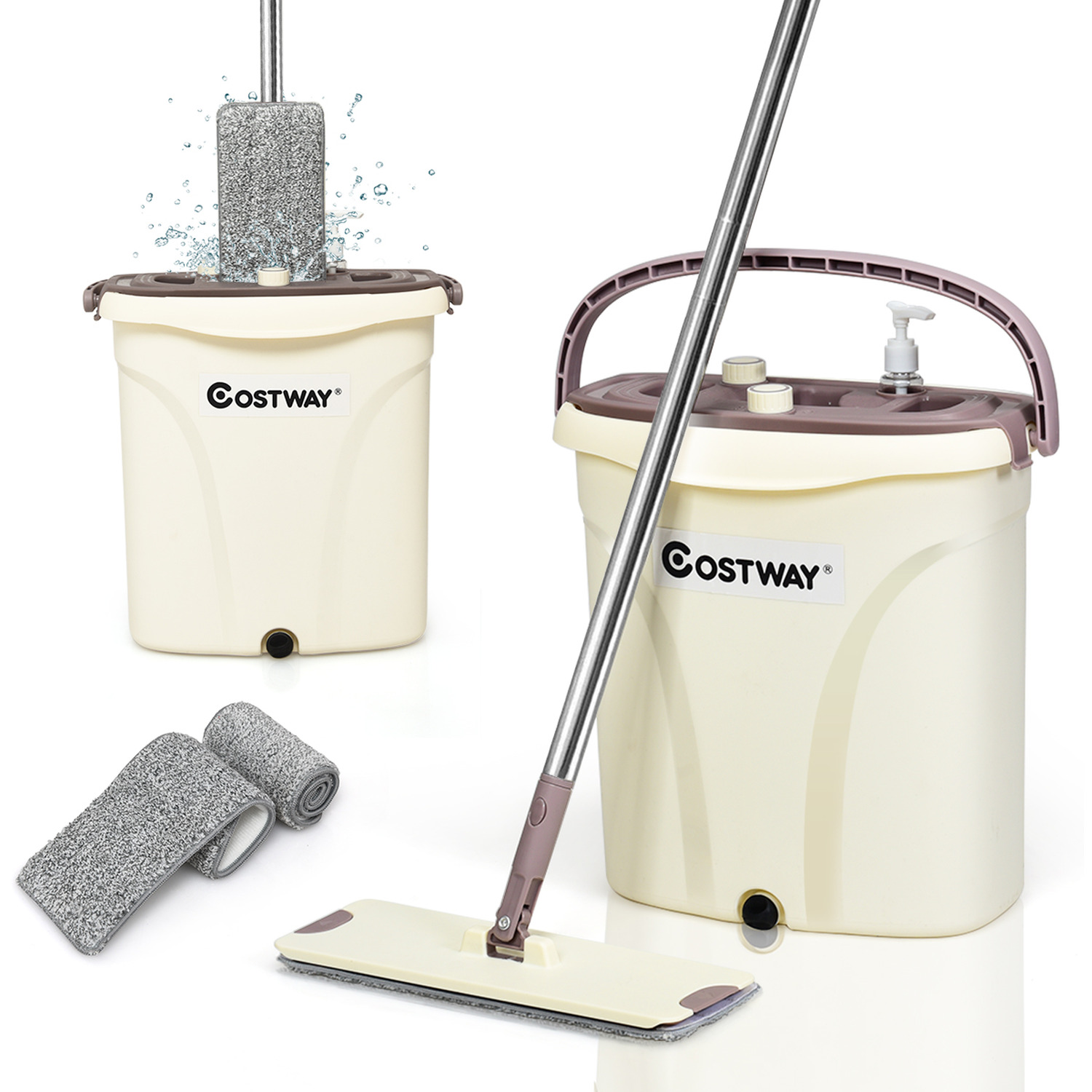Image of Costway Flat Squeeze Mop and Bucket&hellip;