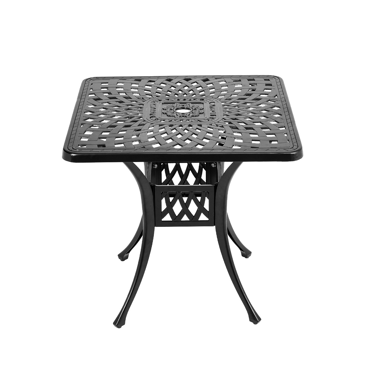 Outsunny Garden Dining Table for 6 Person with Parasol Hole, Brown